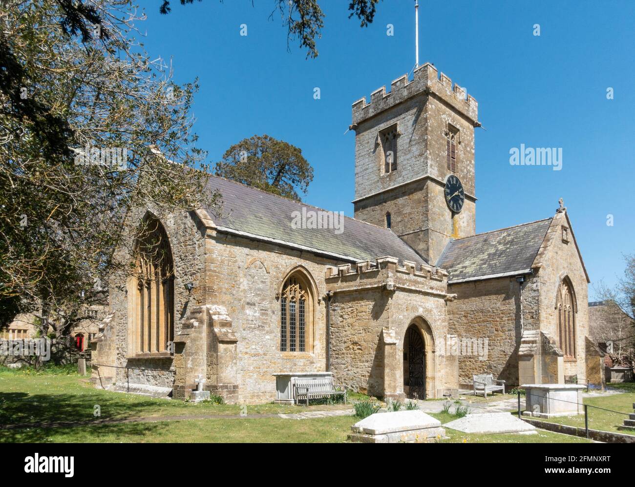 SYMONDSBURY PARISH CHURCH DORSET UK (ST JOHN THE BAPTIST) Stock Photo
