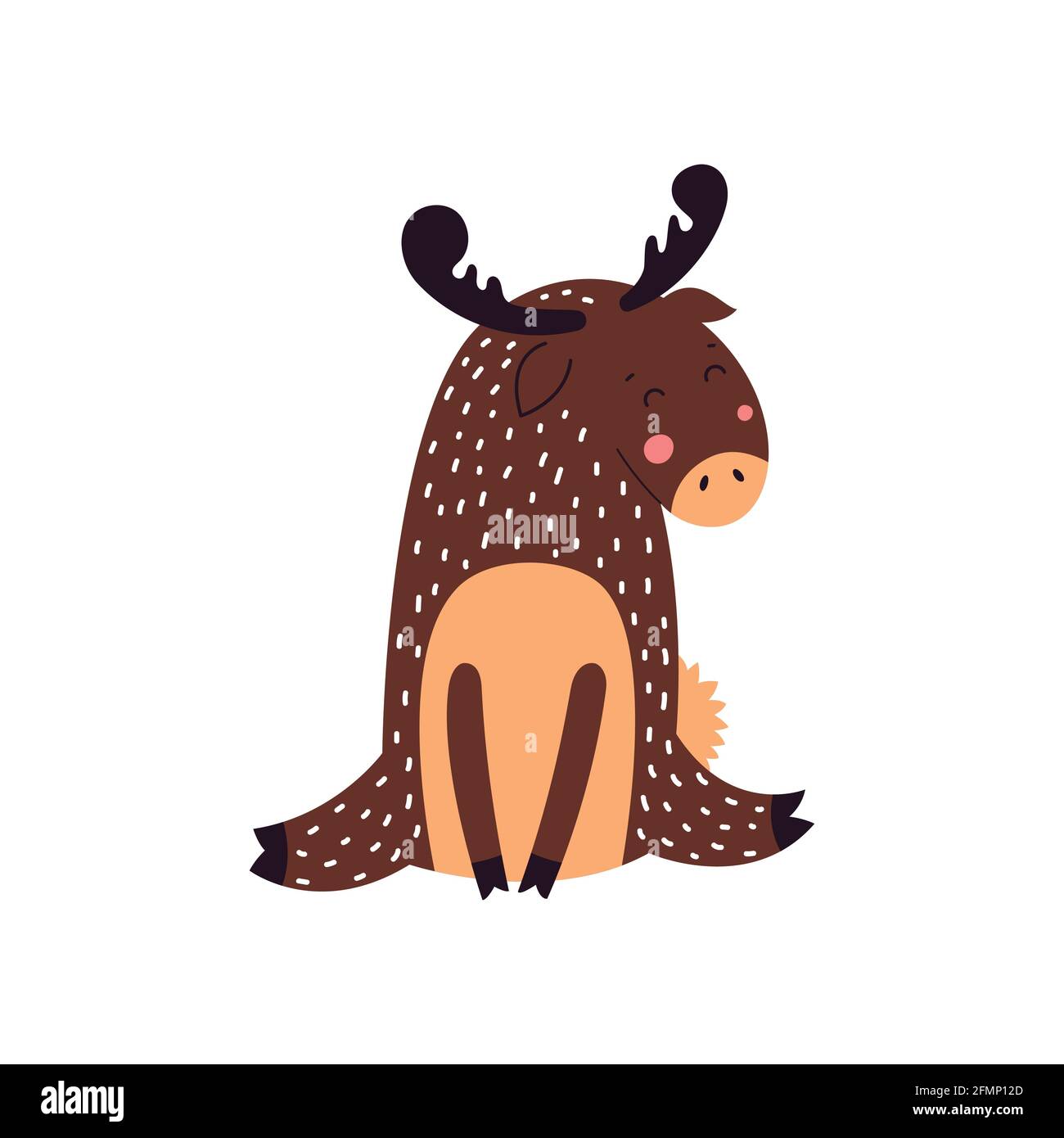 Cute elk, vector illustration. Flat design over white background. Stock Vector