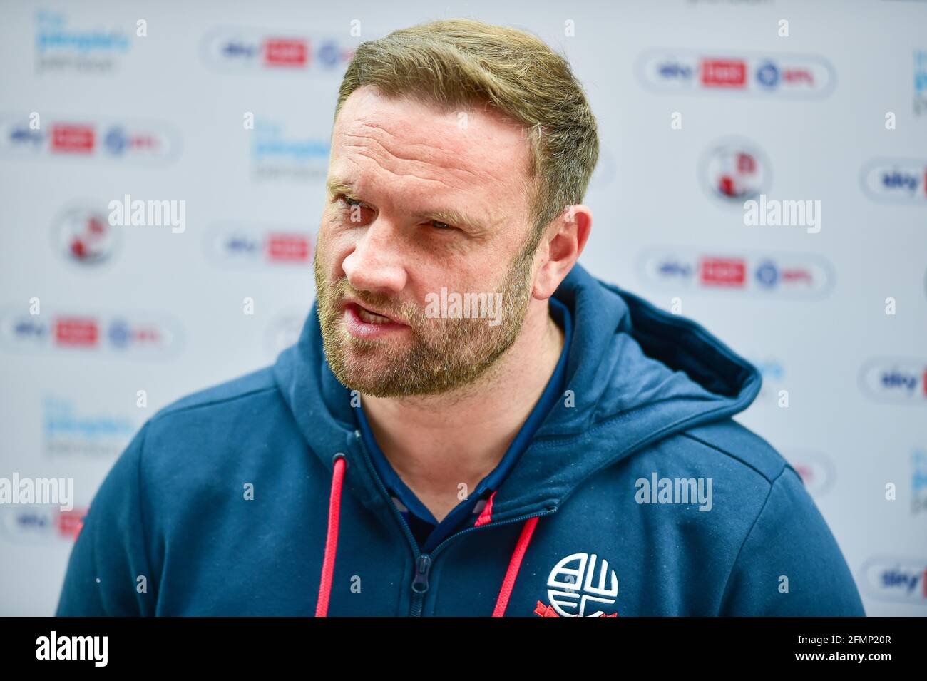 Bolton manager Ian Evatt before the Sky Bet League Two match between Crawley Town and Bolton Wanderers at the People's Pension Stadium  , Crawley ,  UK - 8th May 2021 -  EDITORIAL USE ONLY No use with unauthorised audio, video, data, fixture lists, club/league logos or “live” services. Online in-match use limited to 120 images, no video emulation. No use in betting, games or single club/league/player publications Stock Photo