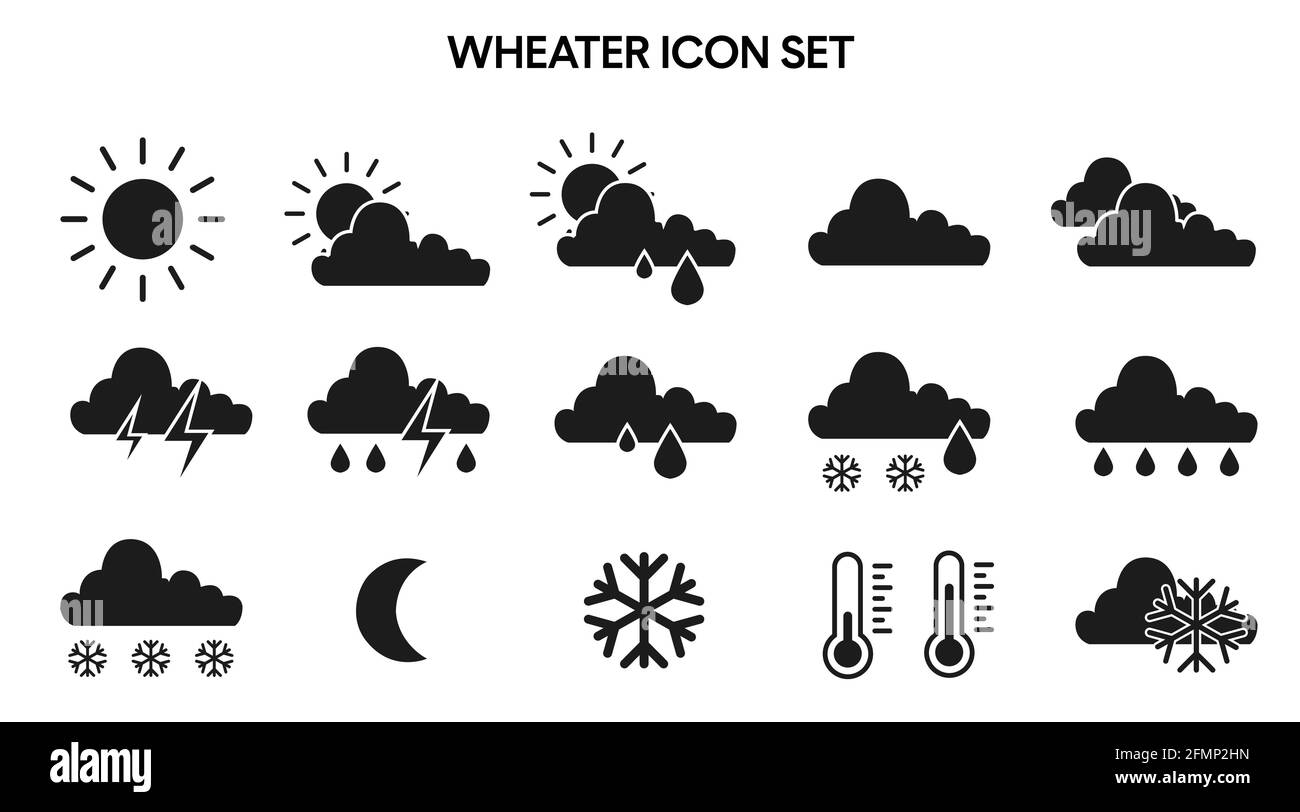 Weather icon set. Set of flat isolated illustrations Stock Vector Image ...