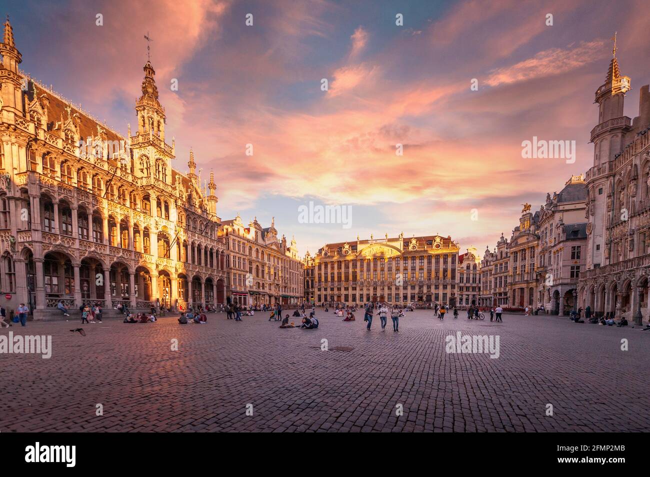 Central Brussels during a sunset Stock Photo