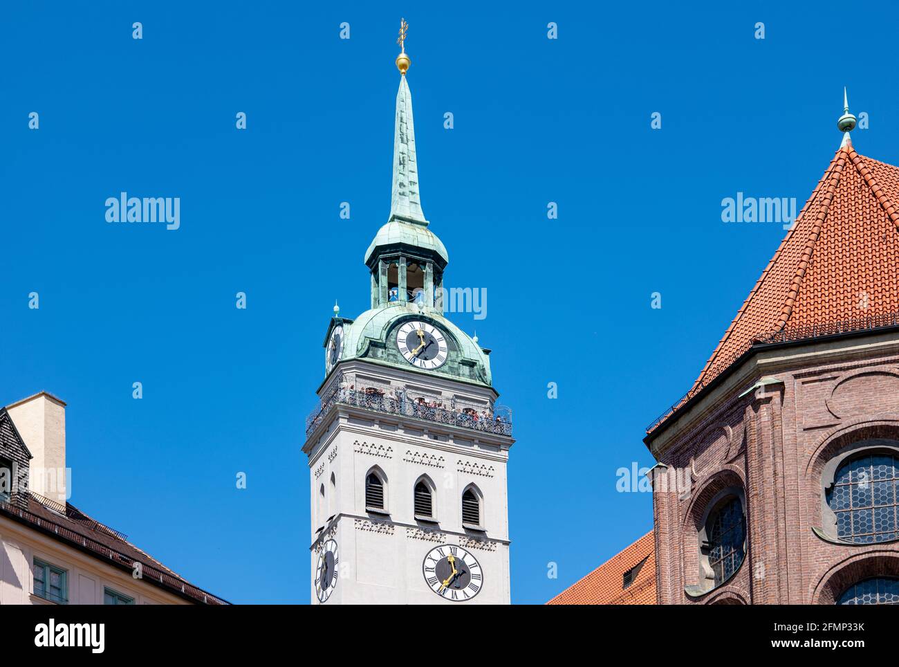 Munich. Germany, The tower of the St.Peter church, a view point of the old town Stock Photo