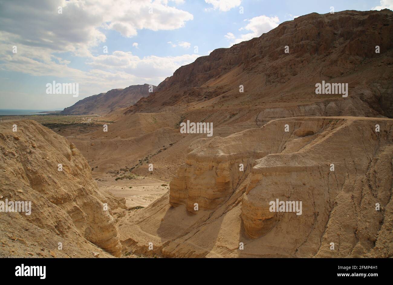 The mountains of Qumran where the Dead Sea Scrolls were found Stock