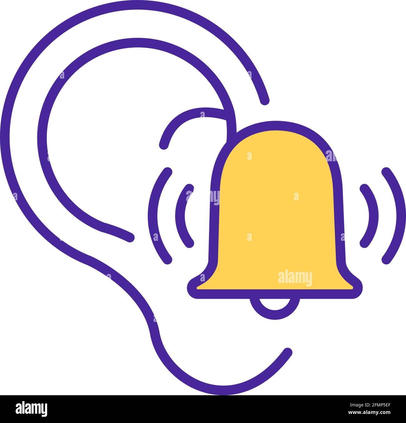 Ringing in ears RGB color icon Stock Vector