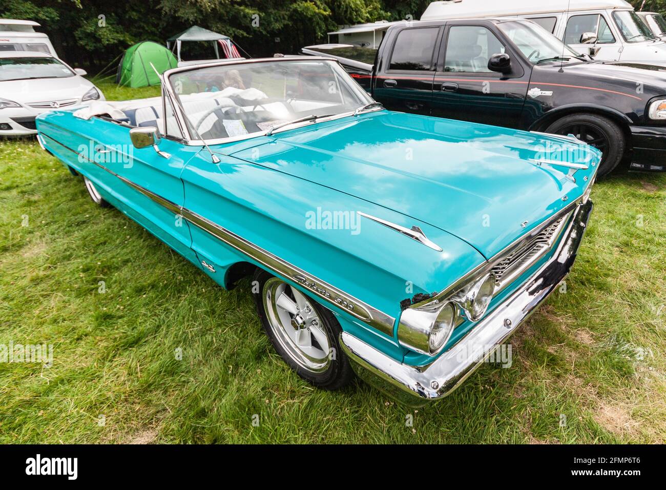 blue 1964 convertible Ford Galaxy 500 at Stars & Stripes American Classic car show Stock Photo