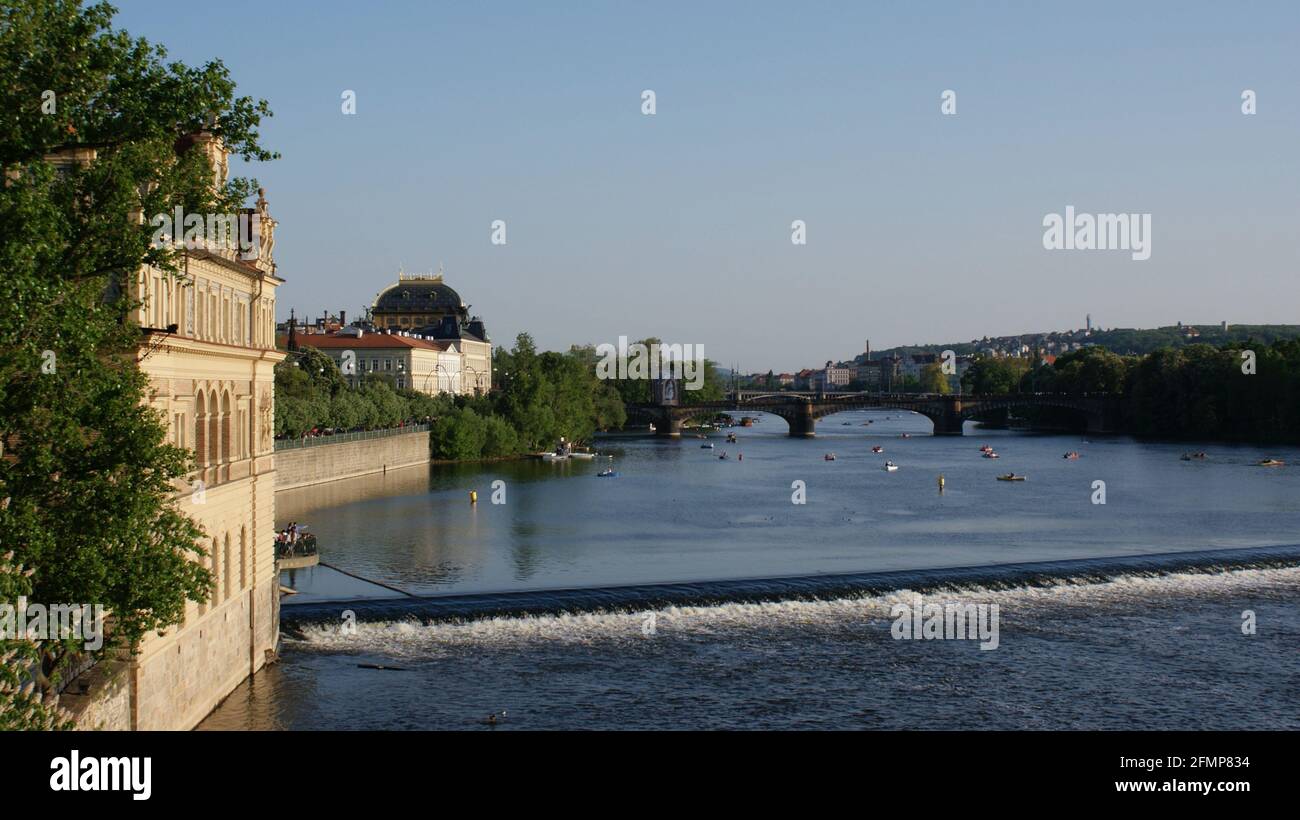 Prague, Czech Republic, June 2009: landscape of Legion bridge. Stock Photo