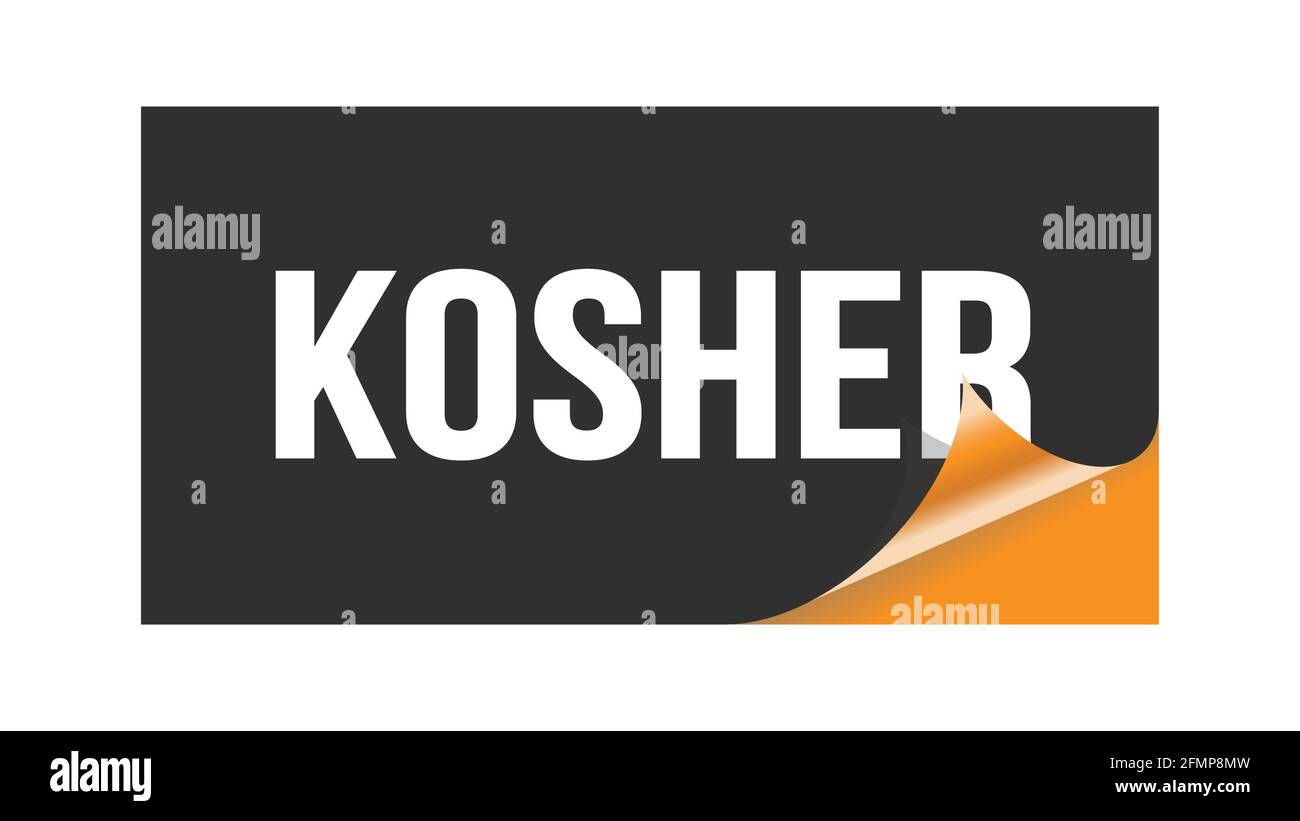 KOSHER text written on black orange sticker stamp. Stock Photo
