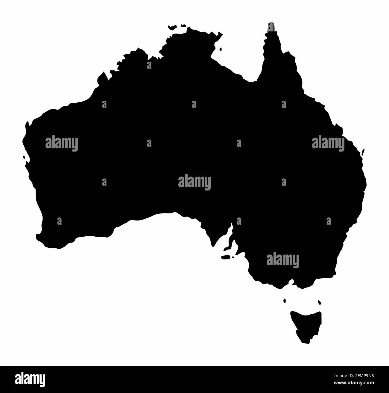 Australia dark silhouette map isolated on white background Stock Vector
