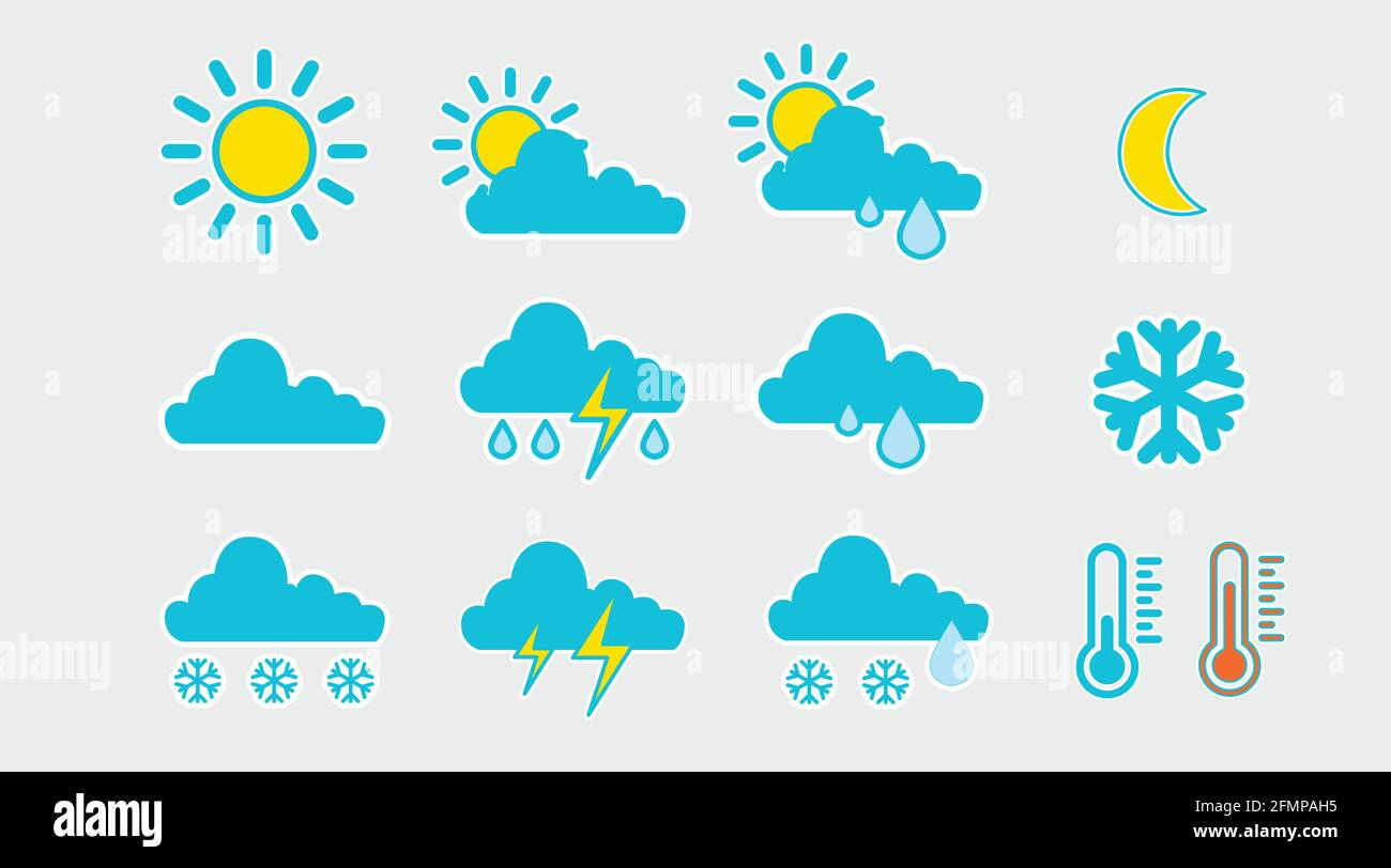 Weather icon set. Set of flat isolated illustrations Stock Vector Image ...