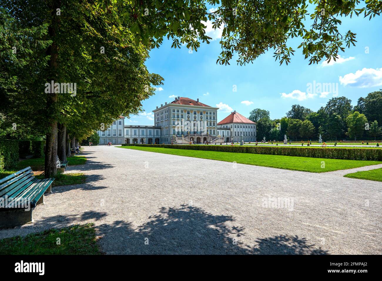 Munich. Germany, The Nymphenburg Palace seen from the park Stock Photo