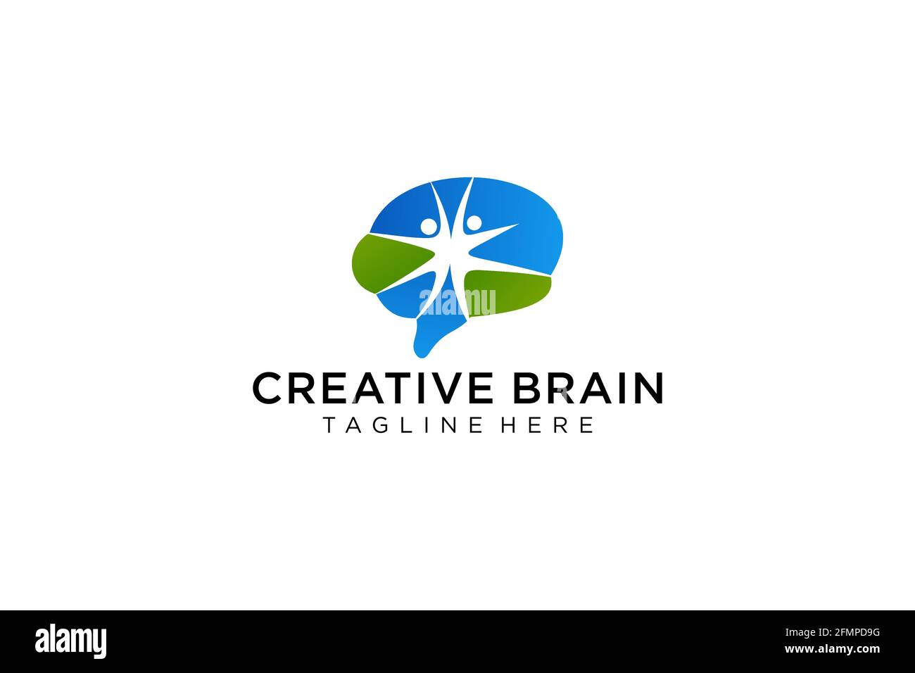 Brain Logo silhouette design vector template. Think idea concept. Brainstorm power thinking brain Logotype icon. Stock Vector