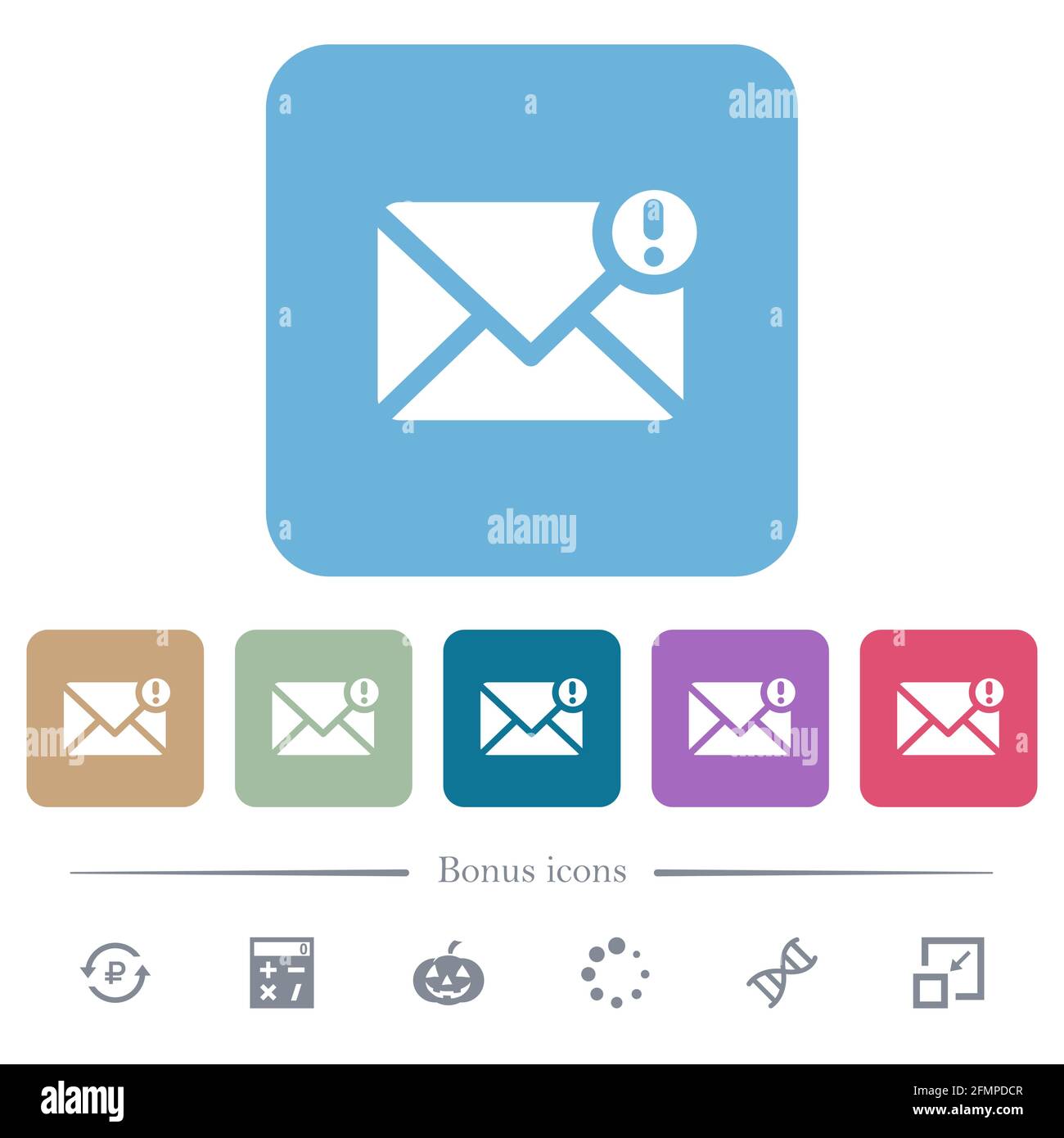 Important message white flat icons on color rounded square backgrounds ...