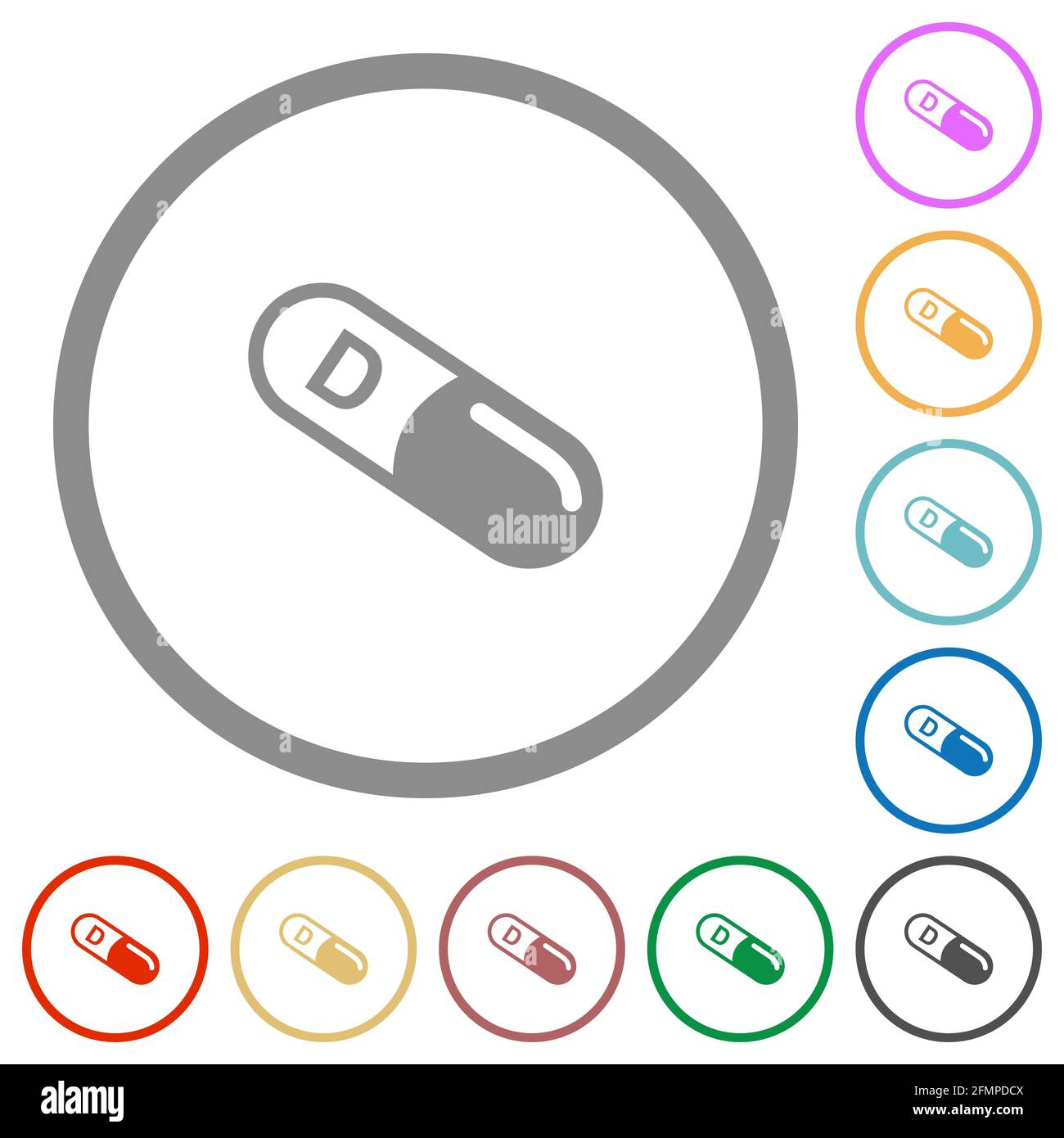 Vitamin D flat color icons in round outlines on white background Stock ...