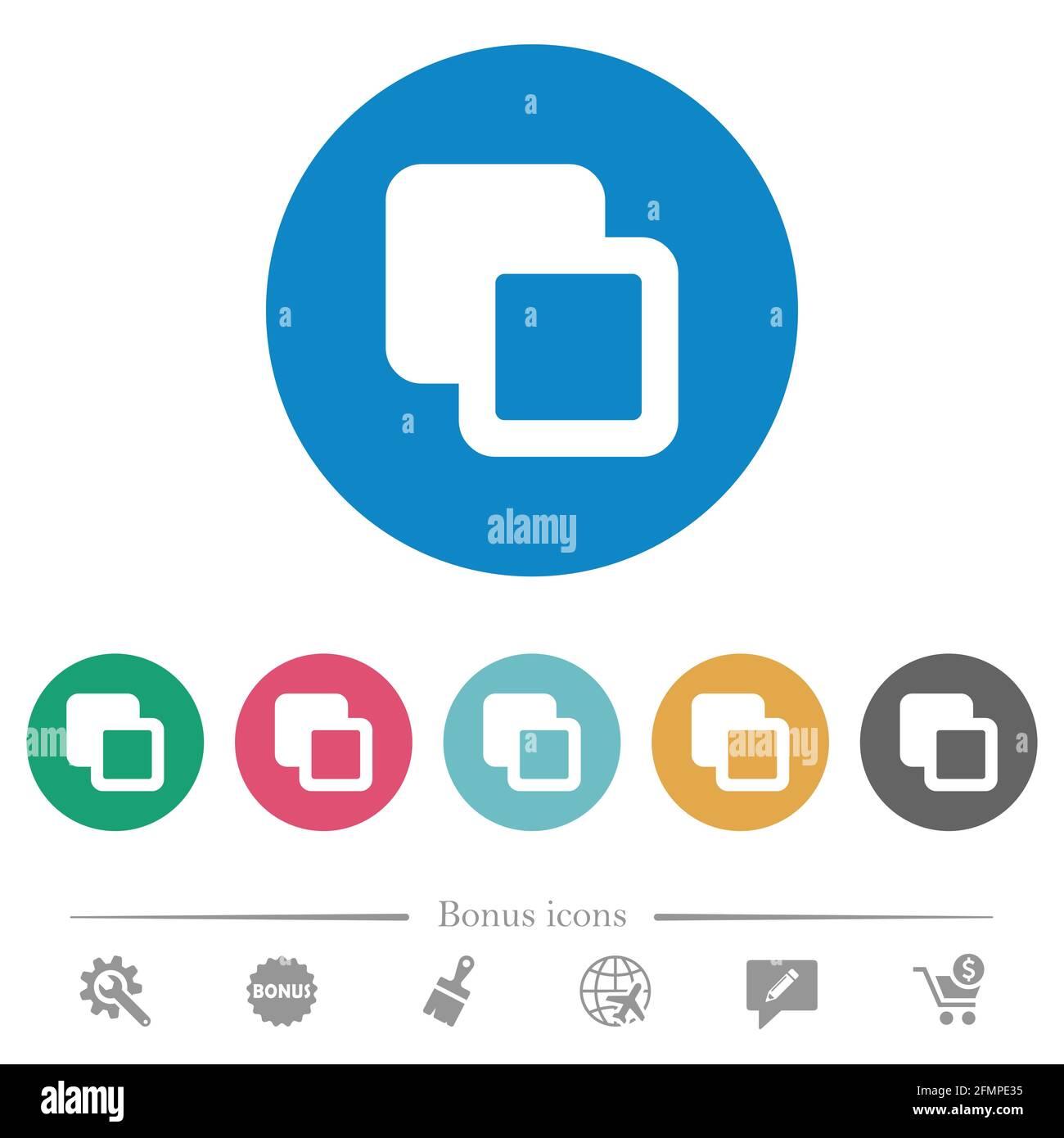 Subtract shapes flat white icons on round color backgrounds. 6 bonus ...