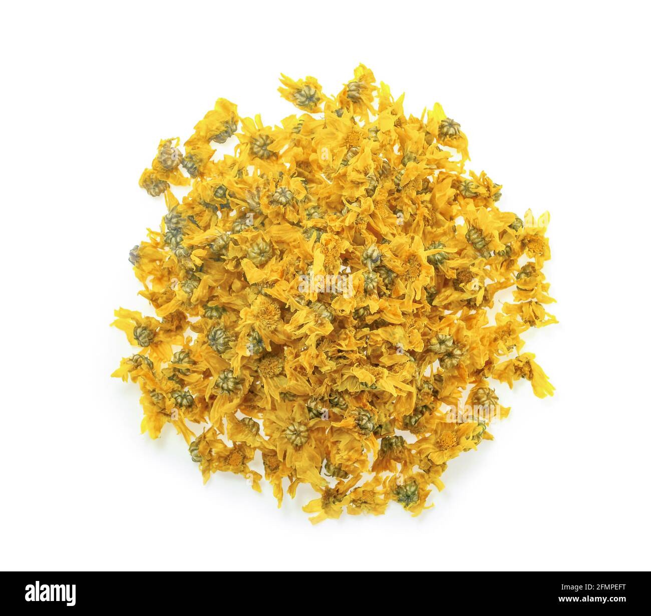 Dried chrysanthemum flowers isolated on white background Stock Photo
