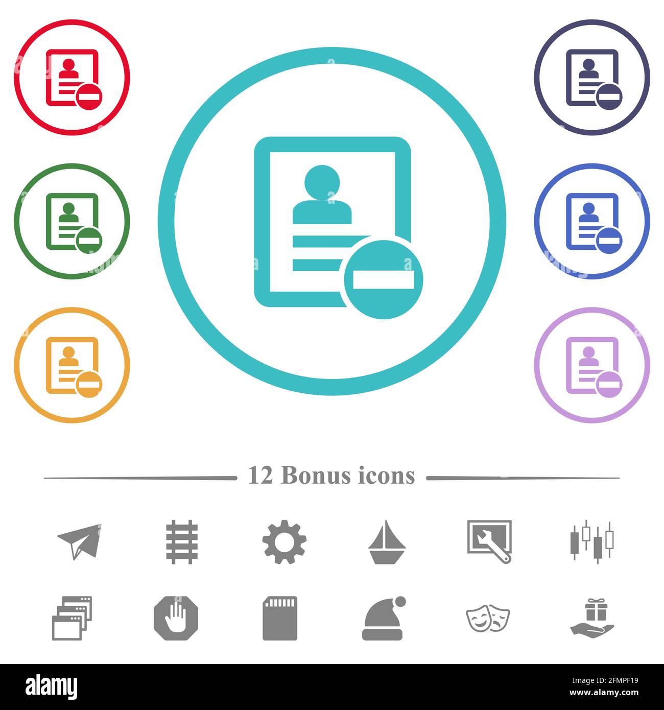 Remove contact flat color icons in circle shape outlines. 12 bonus ...