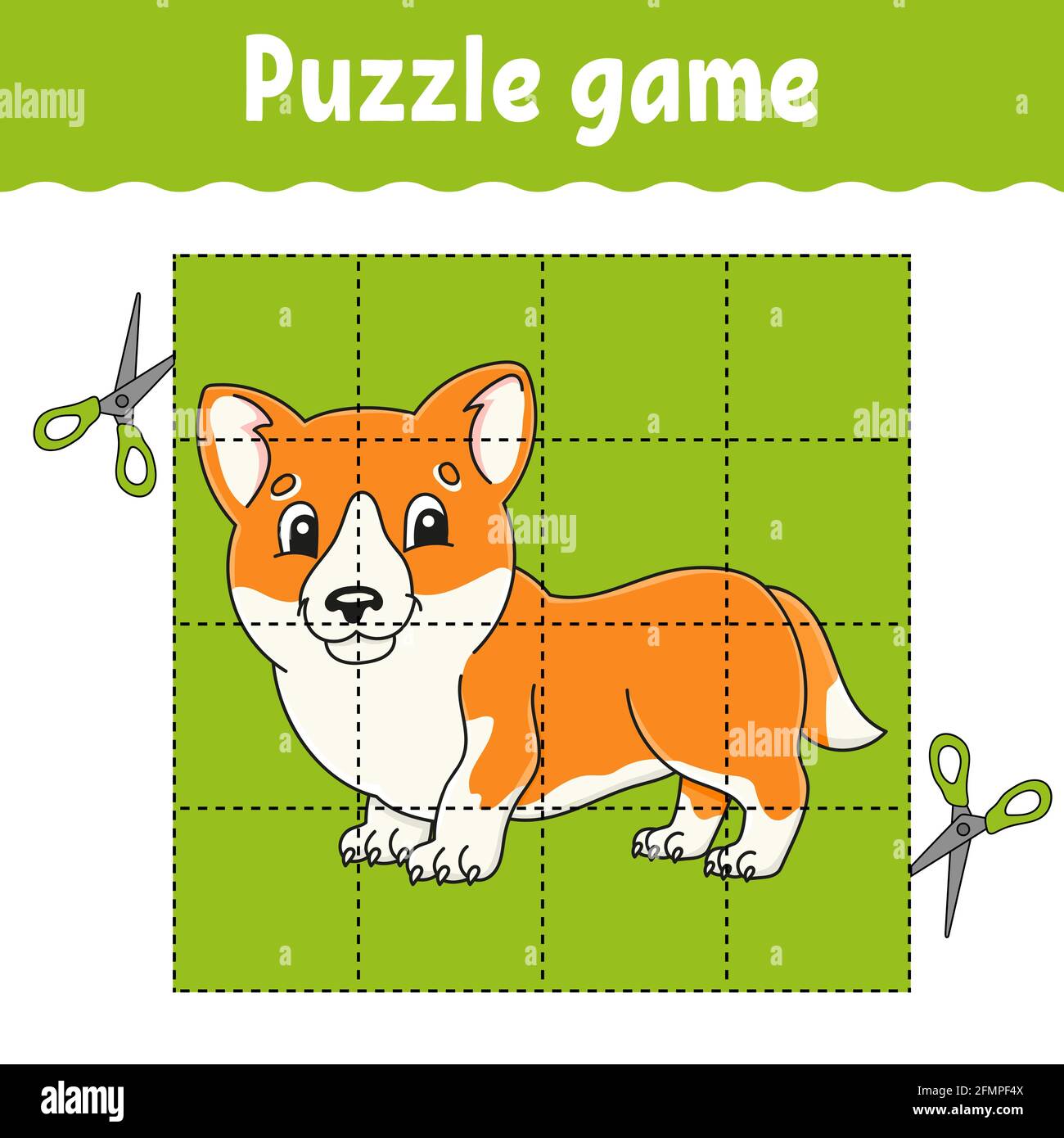 Puzzle game for kids. Education developing worksheet. Learning game for children. Color activity page. For toddler. Riddle for preschool. Isolated vec Stock Vector