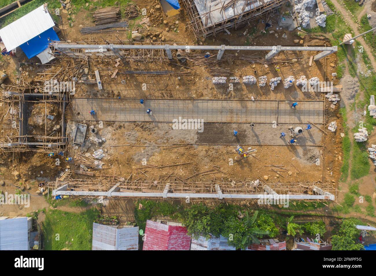 Amazing Aerial Drone Shot View of a Construction Site Building in the ...