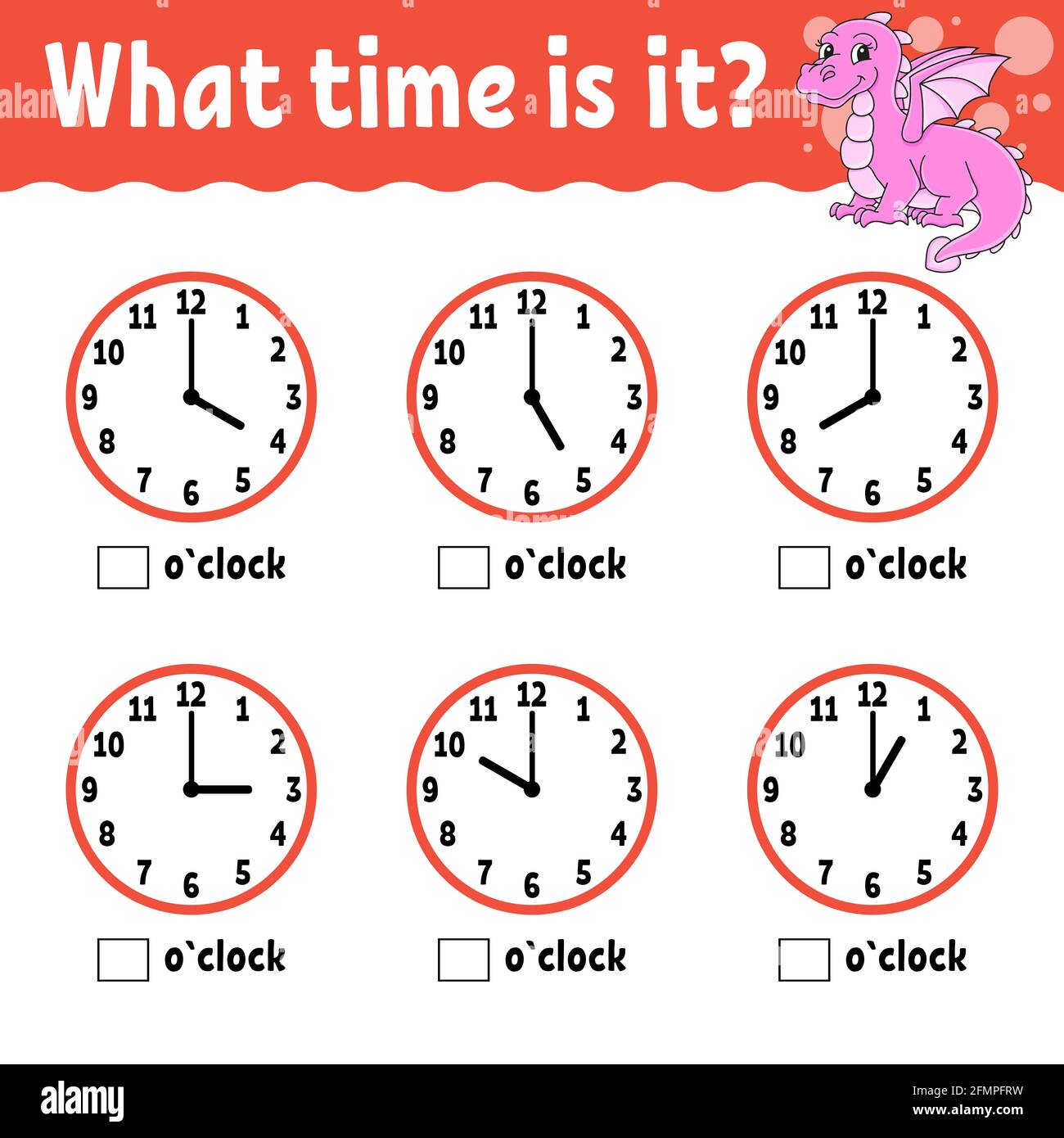 Learning time on the clock. Educational activity worksheet for kids and