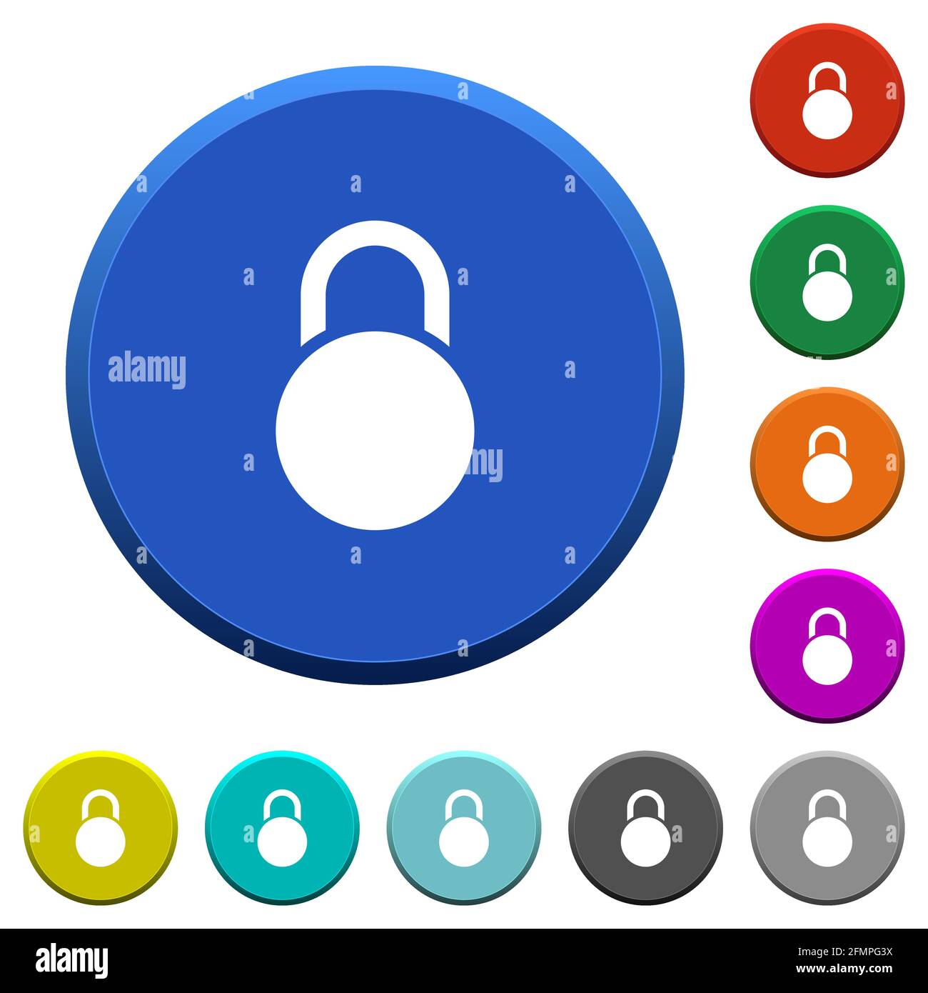 Locked round padlock round color beveled buttons with smooth surfaces ...