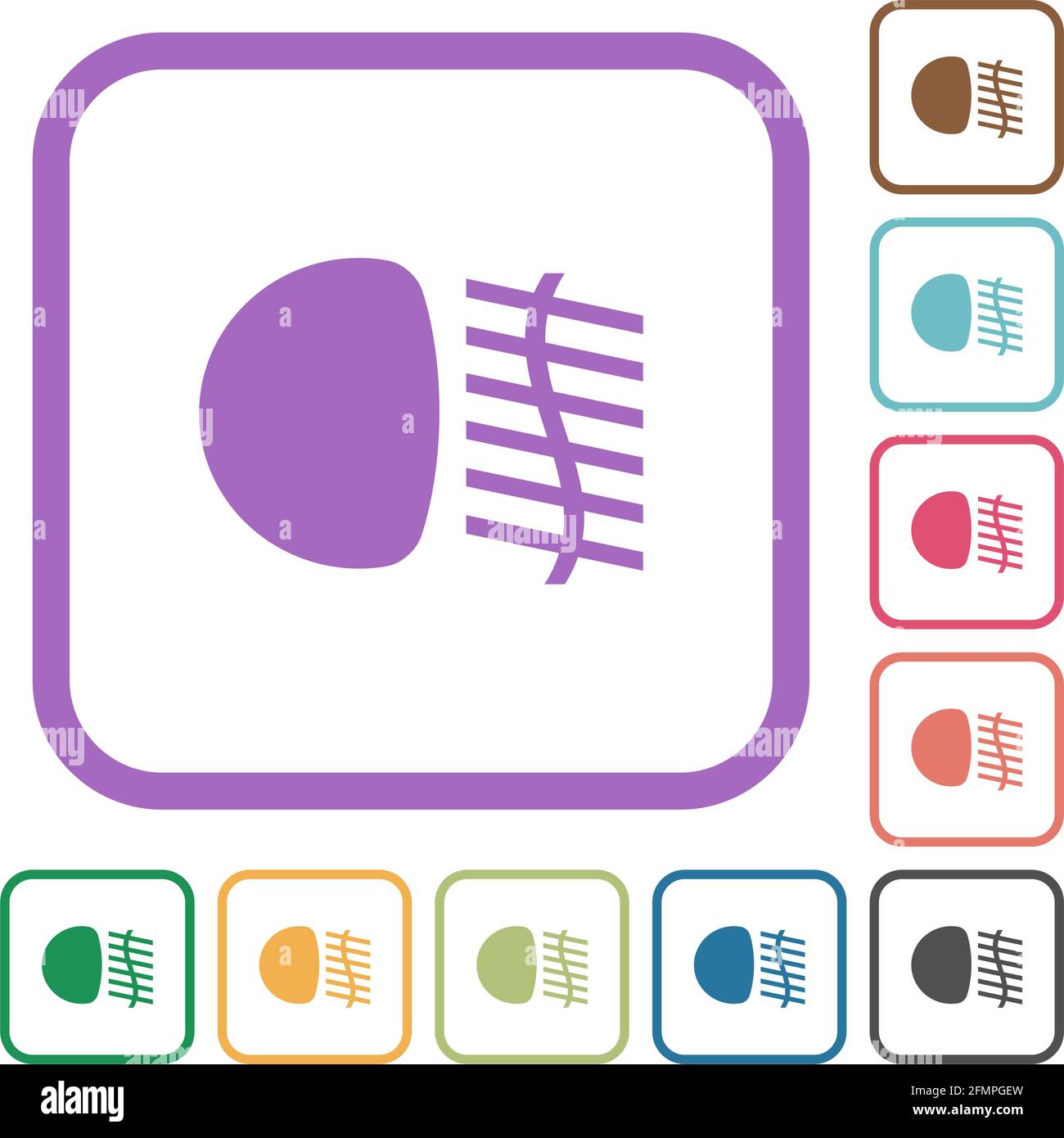 Fog lights simple icons in color rounded square frames on white ...