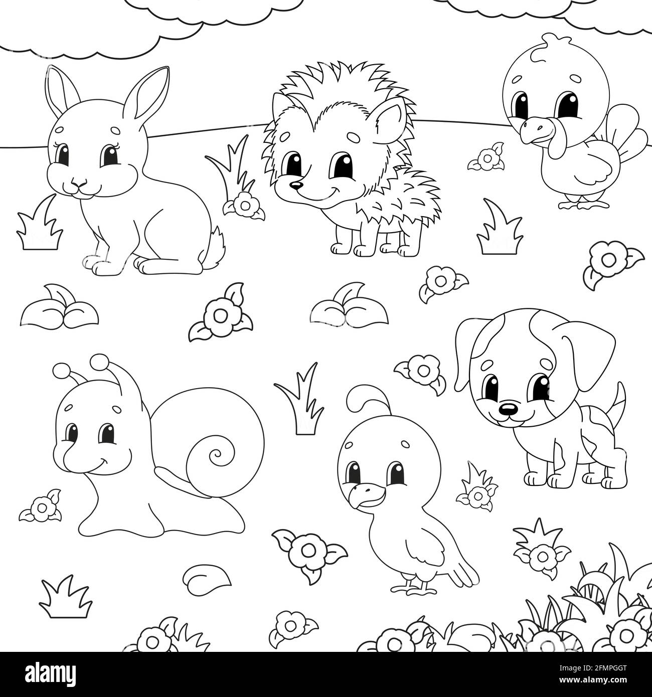 Coloring Book For Kids Animal Clipart Cheerful Characters Vector Illustration Cute Cartoon Style Black Contour Silhouette Isolated On White Back Stock Vector Image Art Alamy Coloring Book For Kids Animal Clipart Cheerful Characters Vector Illustration Cute Cartoon Style Black Contour Silhouette Isolated On White Back Stock Vector Image Art Alamy