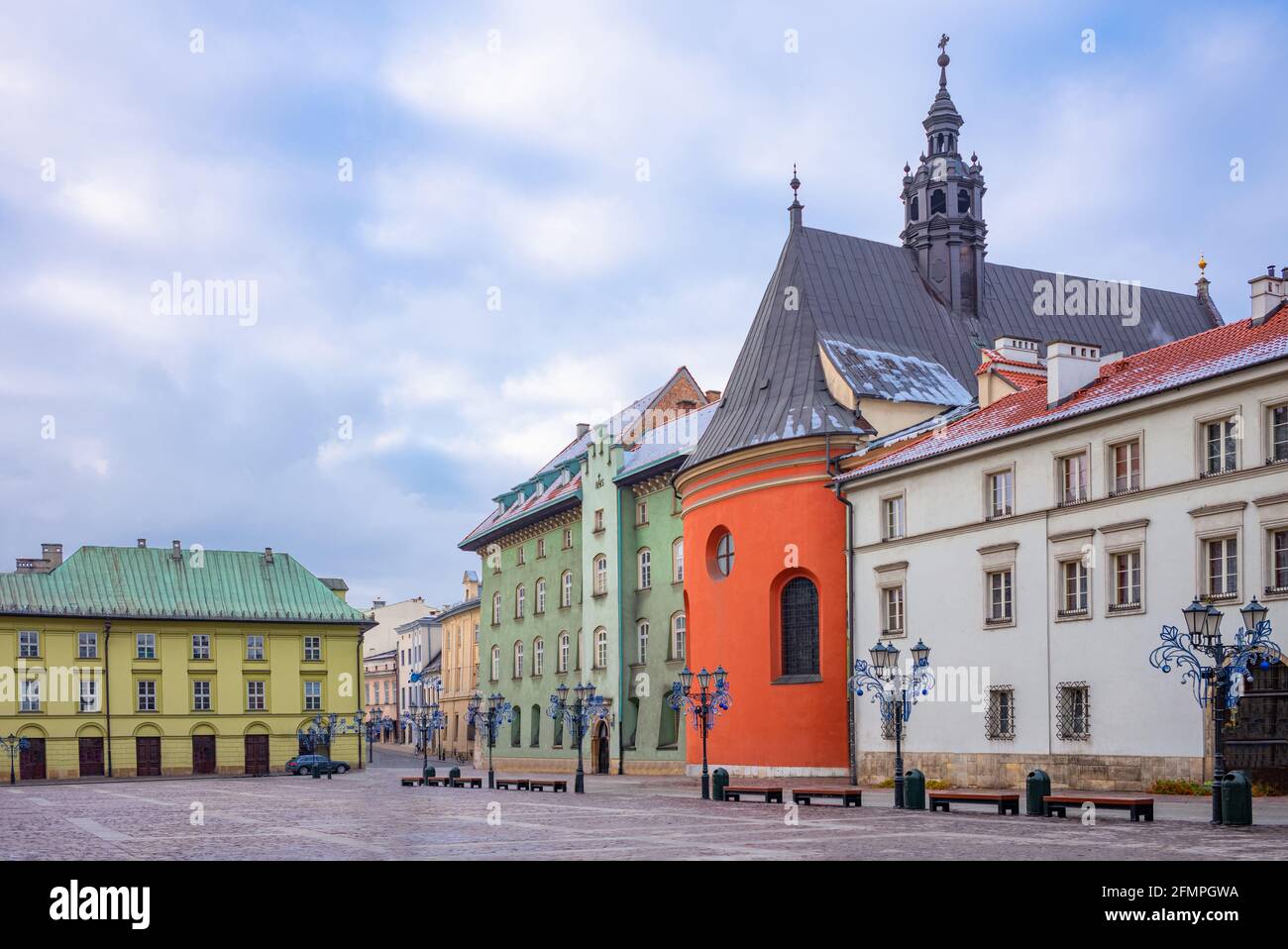 Cracow, Poland, the colorful houses of the ancient little market square(maly rynek square) Stock Photo