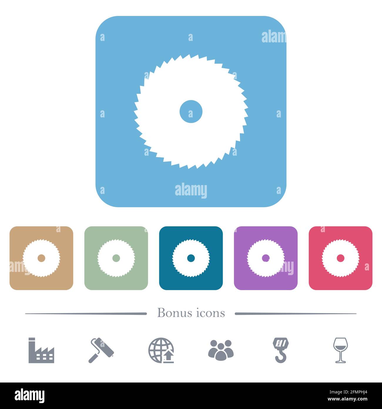 Circular saw white flat icons on color rounded square backgrounds. 6 ...