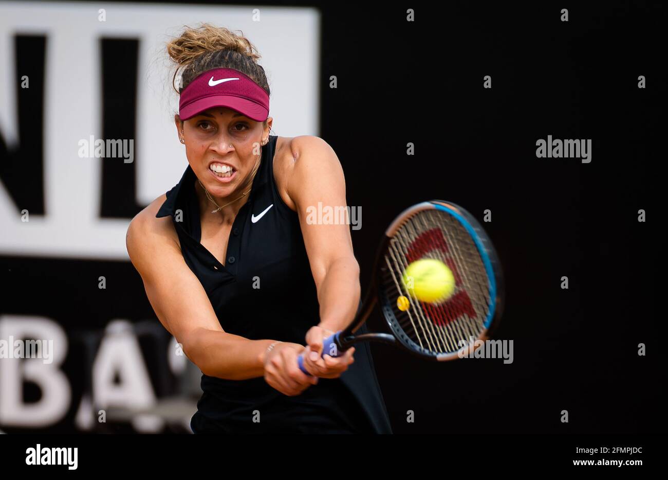 Rome, Italy. 11th May, 2021. Foro Italico in Rome, Italy, May 11, 2021,  Madison Keys of the United States in action during the first round of the  2021 Internazionali BNL d'Italia, WTA