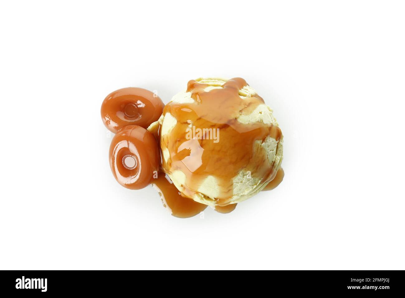 Caramel ice cream isolated on white background Stock Photo - Alamy