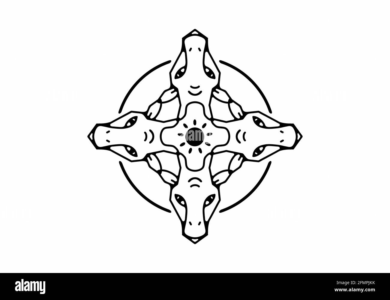 Black line art illustration of giraffe head design Stock Vector
