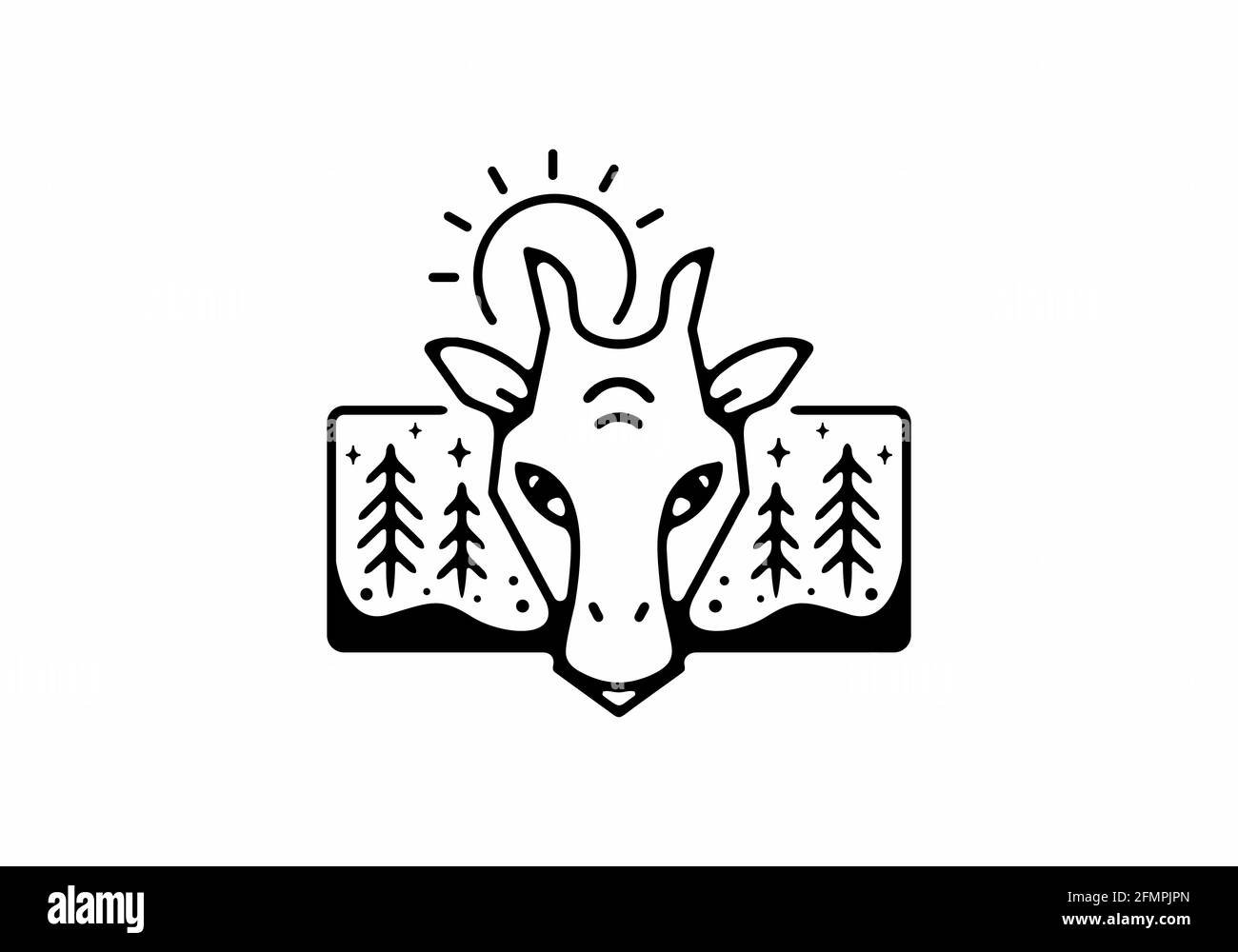 Black line art illustration of giraffe design Stock Vector