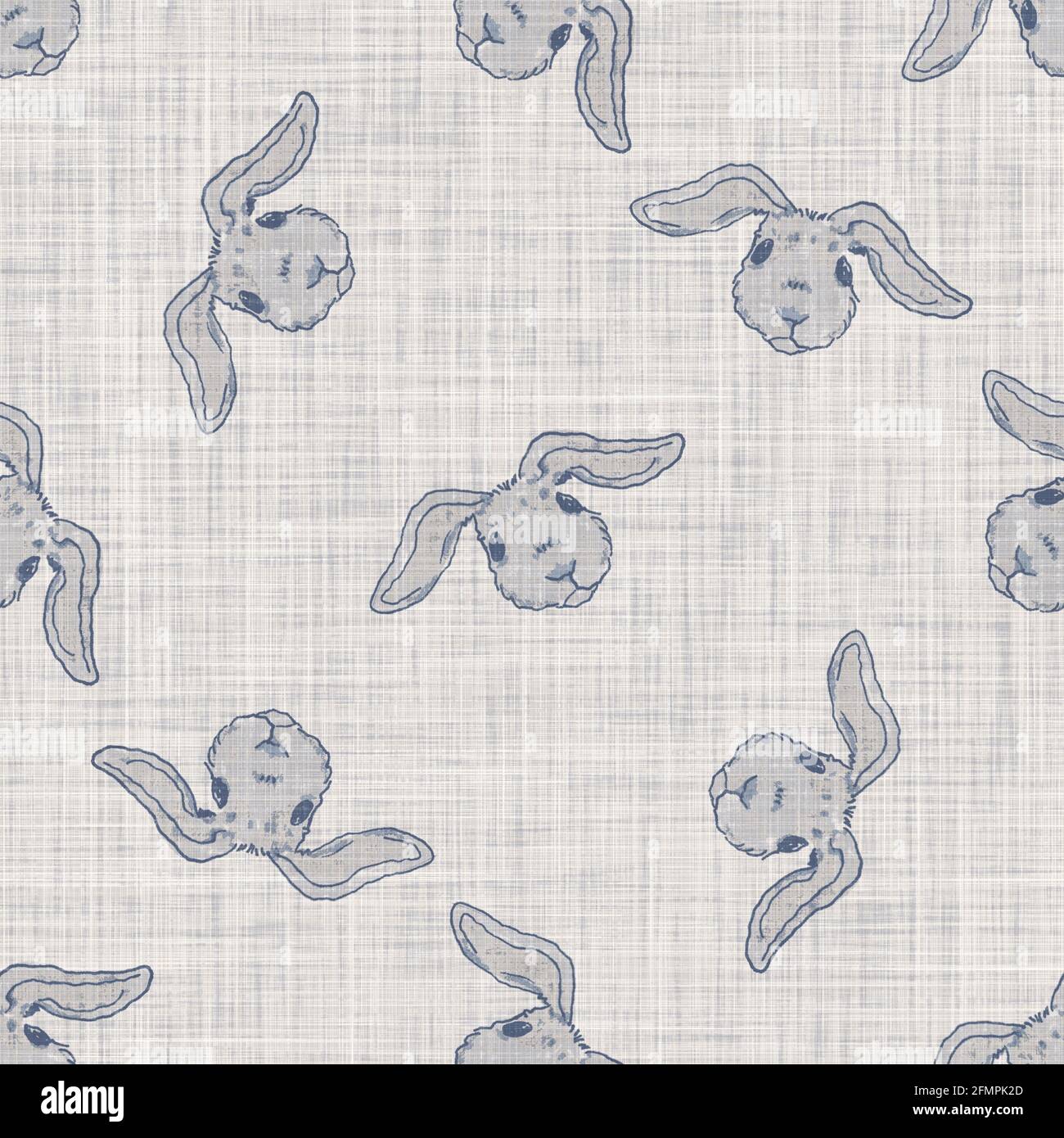 Seamless french farmhouse bunny linen printed fabric background ...