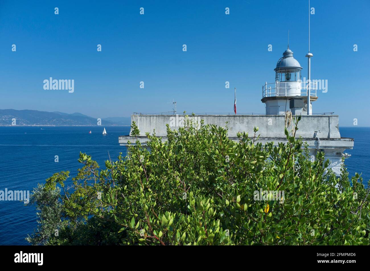 Historic lighthouse of Portofino, Liguria, Italy on the Italian Riviera ...