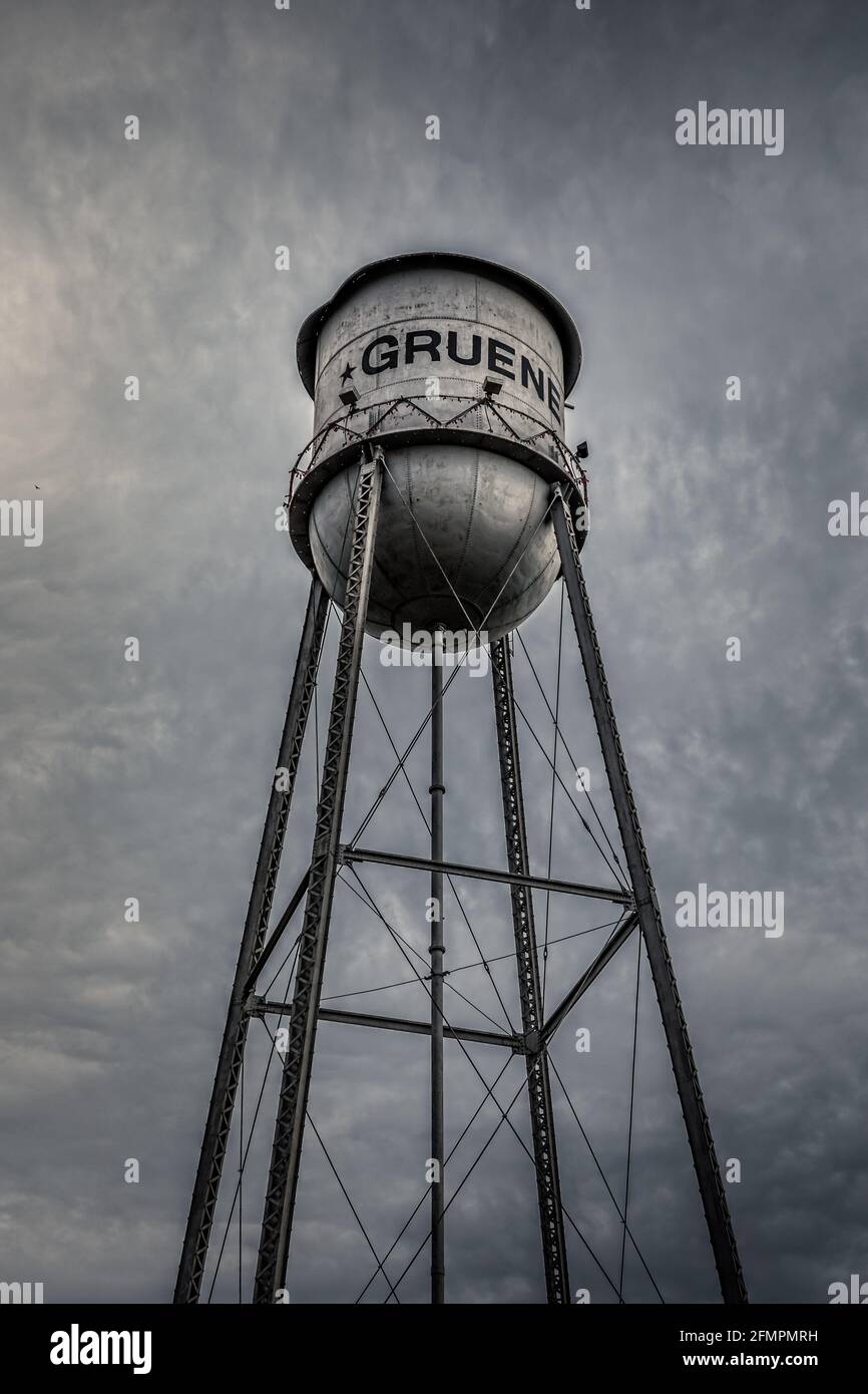 Old metal water tower in Gruene, Texas Stock Photo - Alamy