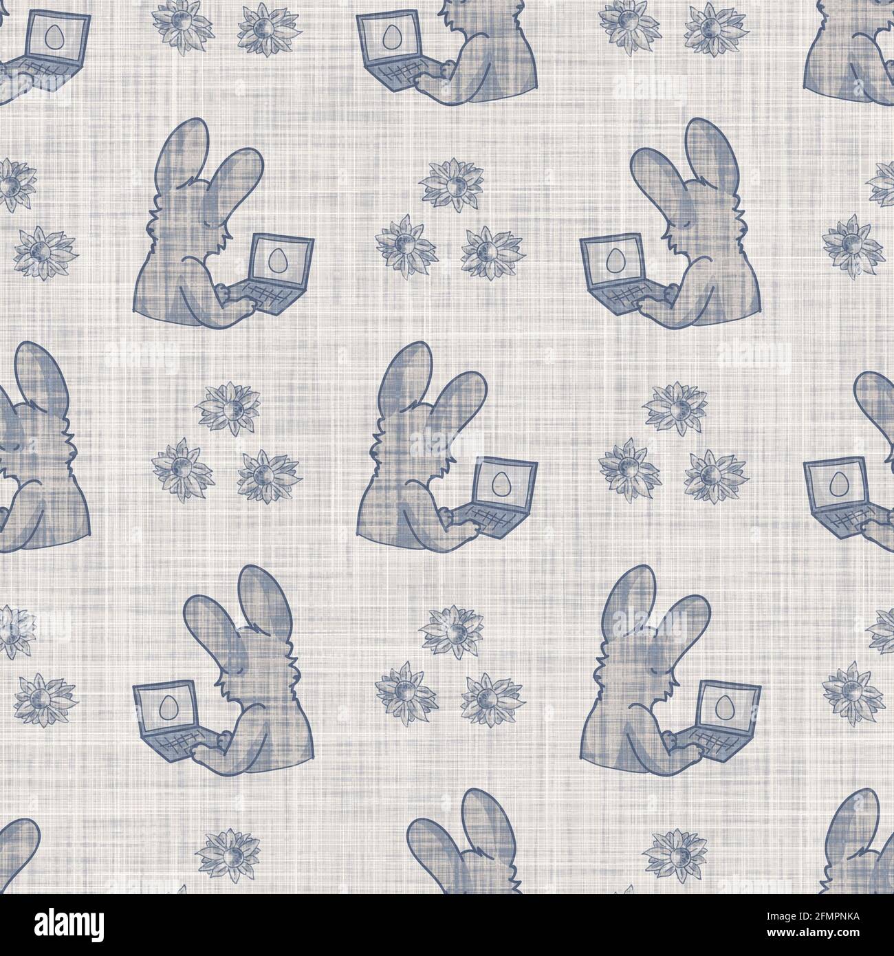 Seamless french farmhouse bunny linen printed fabric background ...
