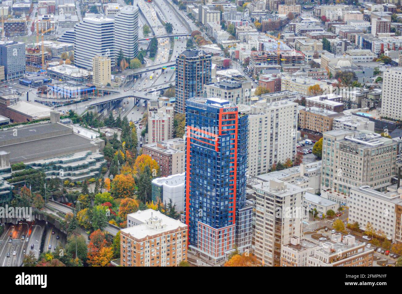 View from the Sky View Observatory at Columbia Tower, Seattle, located