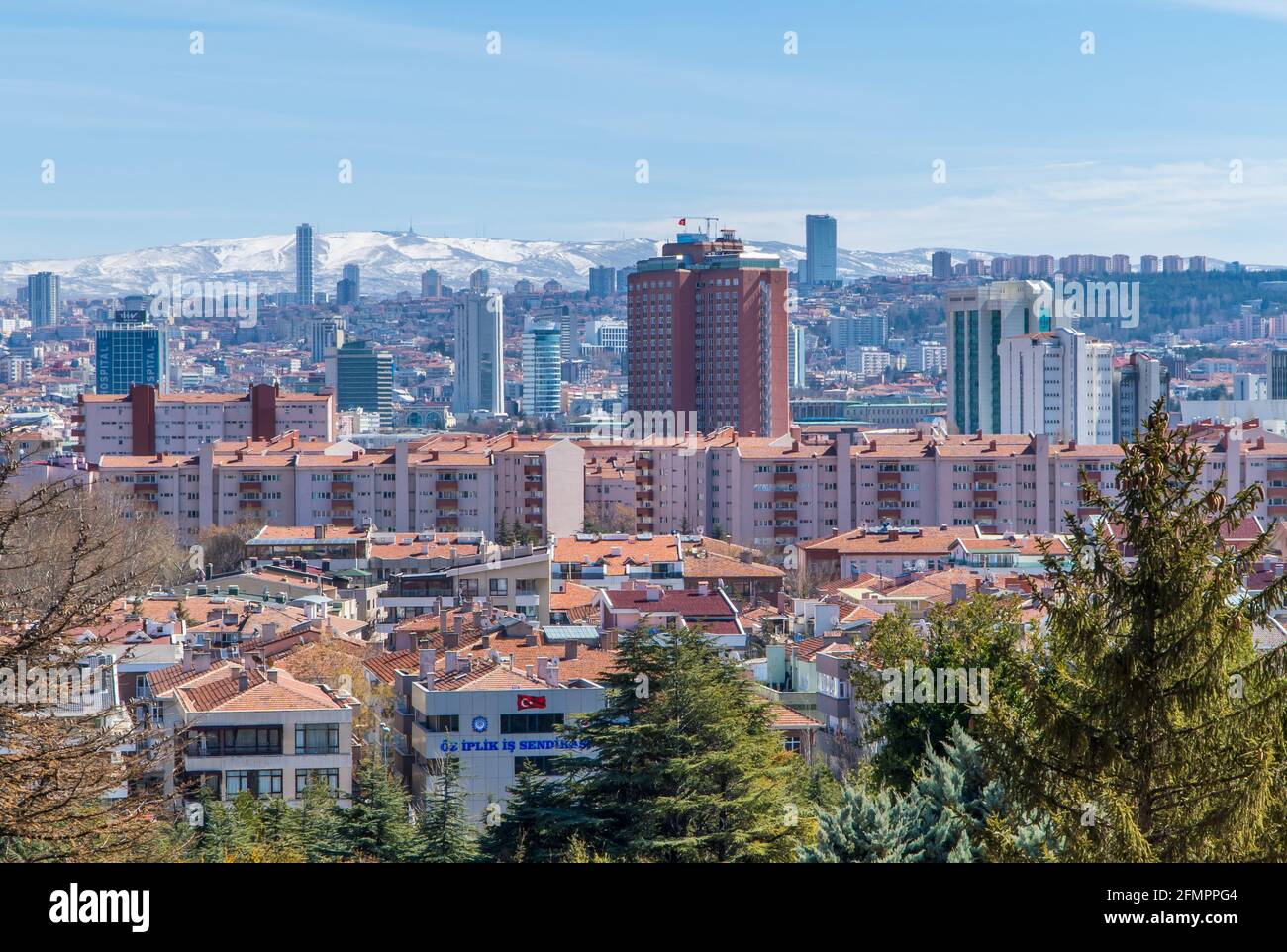 Panoramic view of the cityscape of Ankara, Turkey seen from Anitkabir Stock Photo