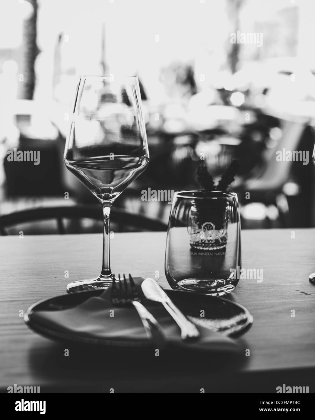 Dining table arranged and prepared for celebration Stock Photo