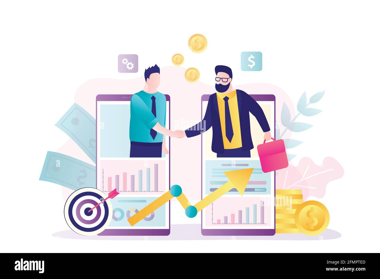 Concept cartoon illustration company partners hi-res stock photography ...