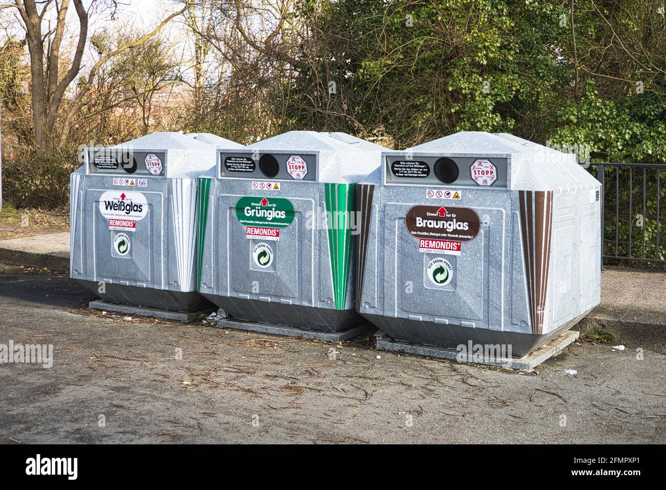 Oldenburg, Germany, February 28, 2021, glass recycling bins, recycling  container of the german recycling company called remondis Stock Photo -  Alamy