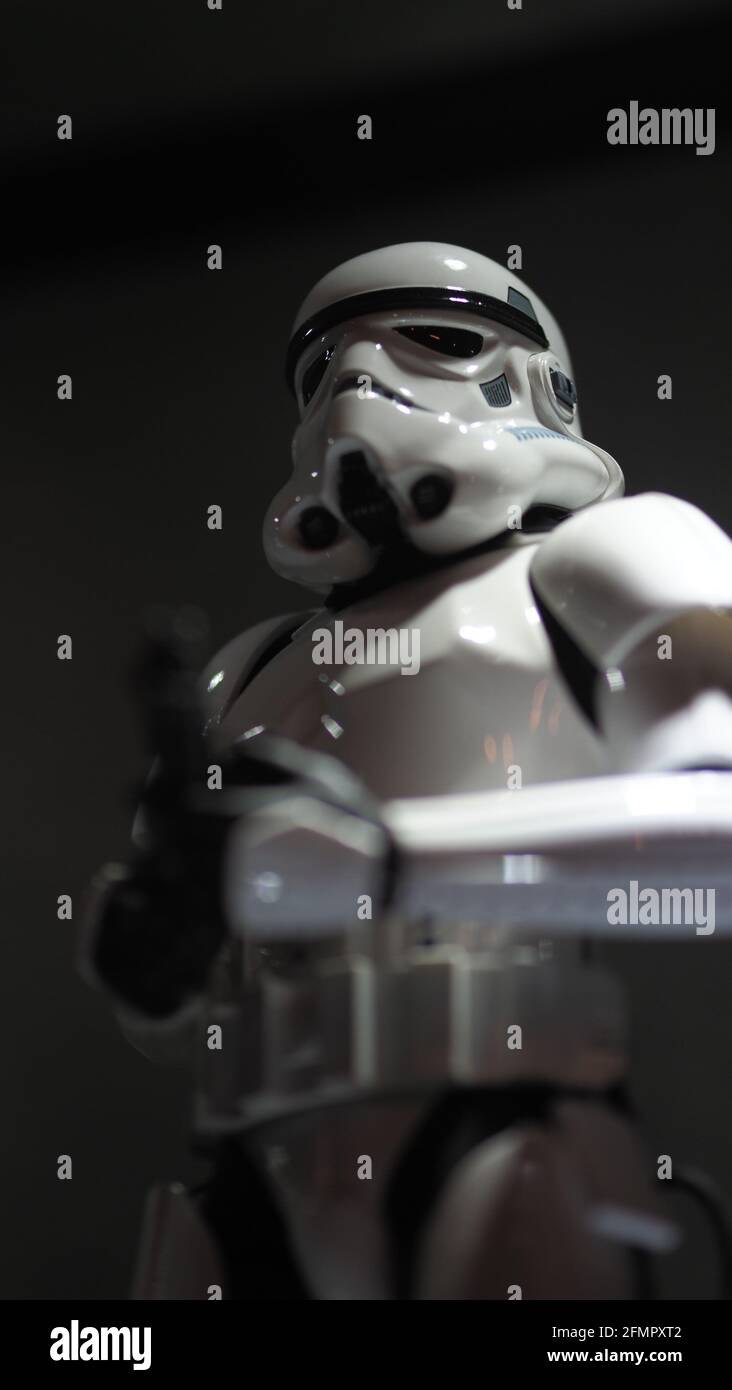 Bangkok Thailand. April 30 2018. Star Wars figure. Stormtroopers standing and weapon. Stormtroopers toy figures characters model. Starwars Hasbro acti Stock Photo