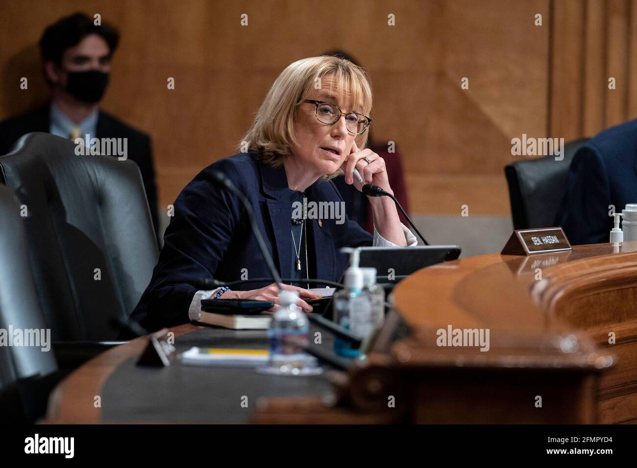 Washington, USA. 11th May, 2021. Senator Maggie Hassan, a Democrat from New Hampshire, questions witnesses during a Senate Homeland Security and Governmental Affairs Committee hearing in Washington, DC, U.S., on Tuesday, May 11, 2021. The hearing is titled 'Prevention, Response, and Recovery: Improving Federal Cybersecurity Post-SolarWinds.' Photo by Sarah Silbiger/Pool/Sipa USA) Credit: Sipa USA/Alamy Live News Stock Photo