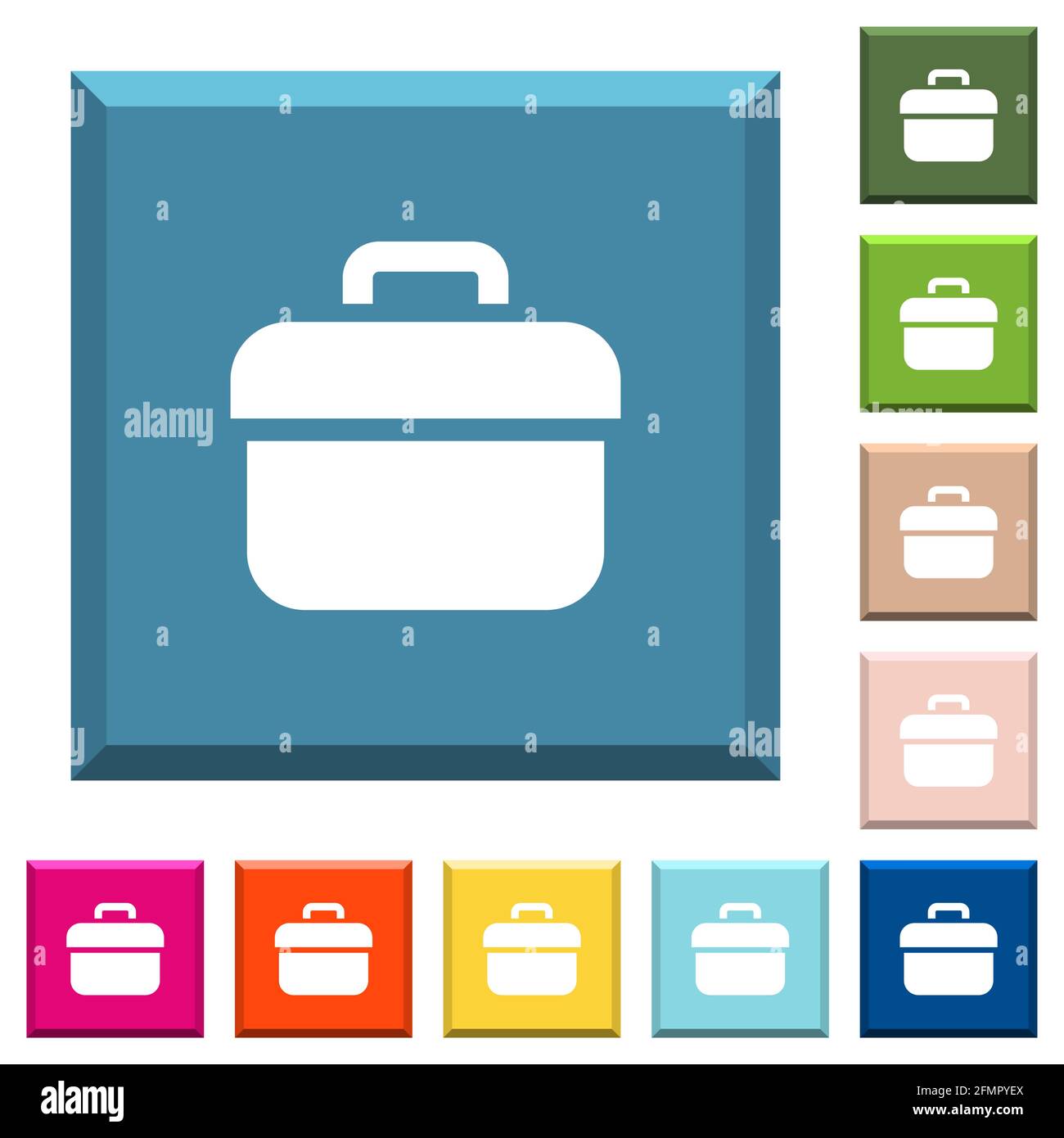 Toolbox white icons on edged square buttons in various trendy colors ...