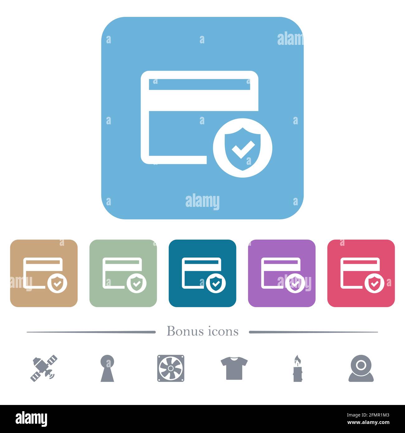 Safe credit card transaction white flat icons on color rounded square ...