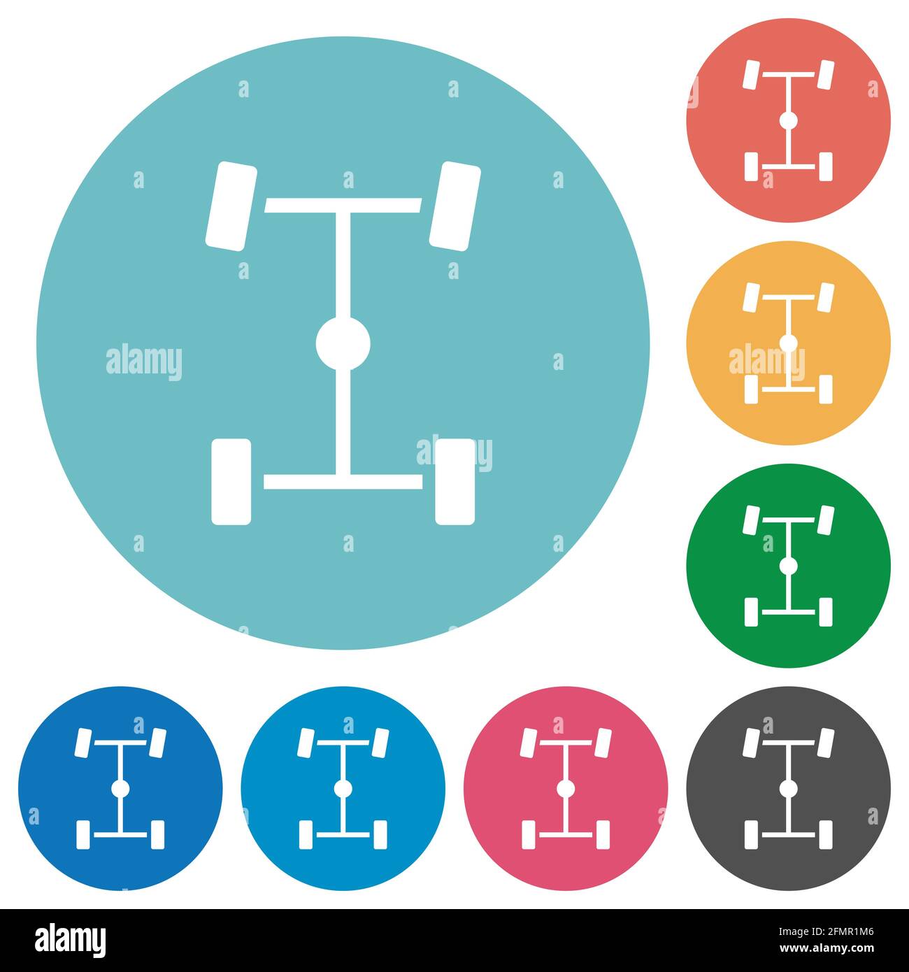 Central differential flat white icons on round color backgrounds Stock ...