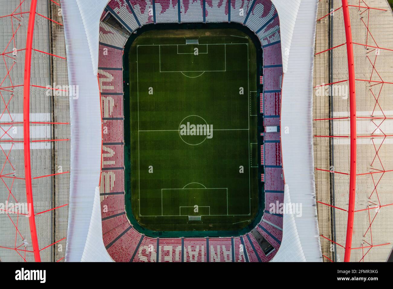 Lisbon, Portugal - 15 December 2020: Aerial view of Estadio Sport Lisboa e Benfica from top, Lisbon, Portugal. Stock Photo