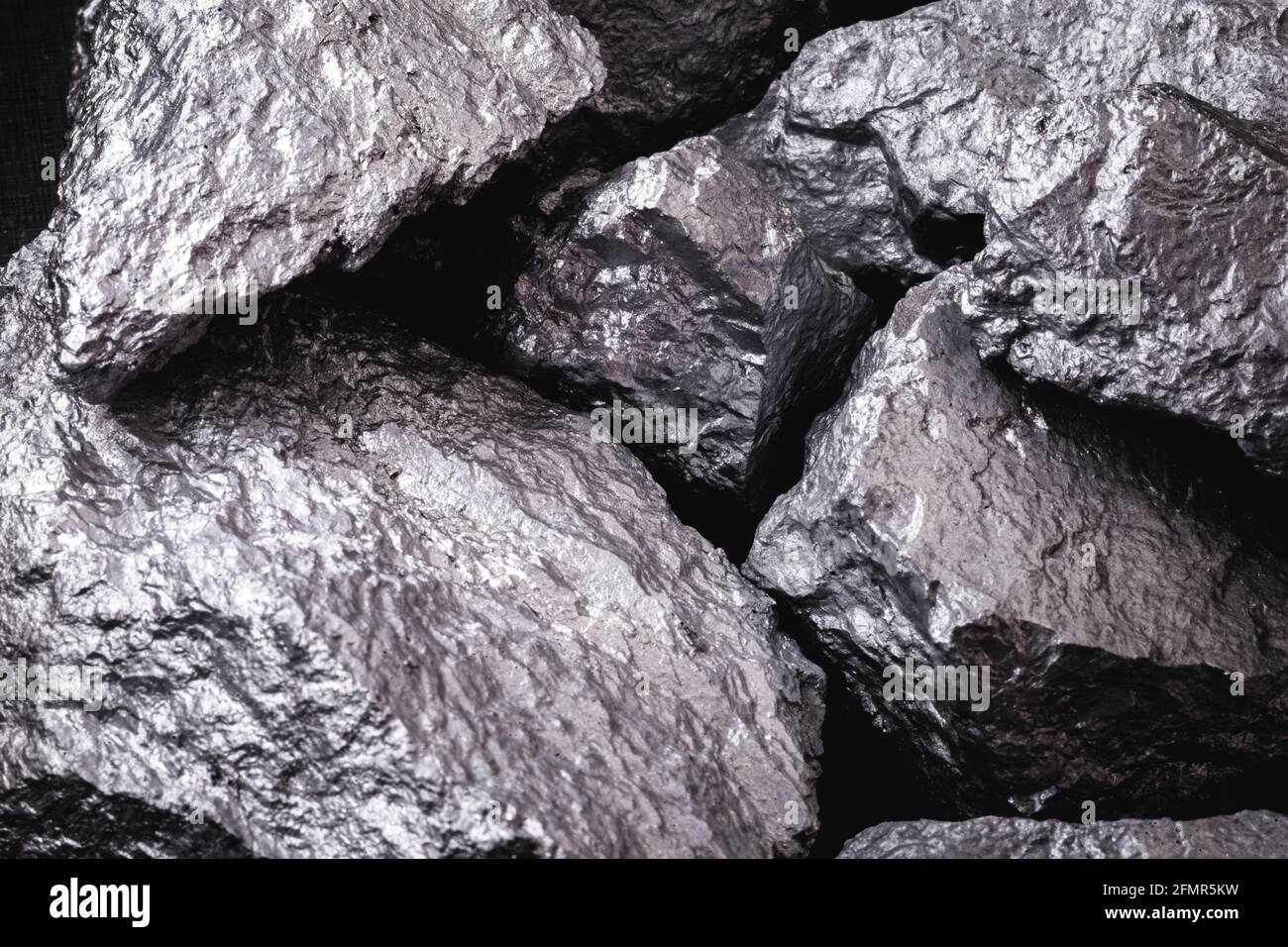 Aluminum is a chemical element. Aluminum stone for industrial use. Silver ore. Stock Photo