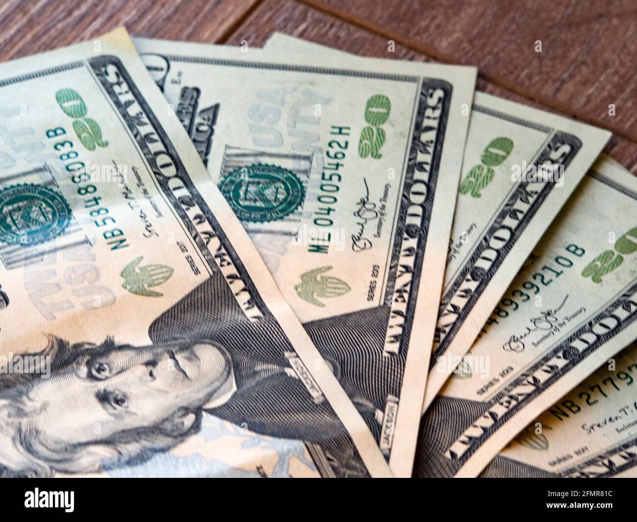 background of 20 dollar bills Stock Photo