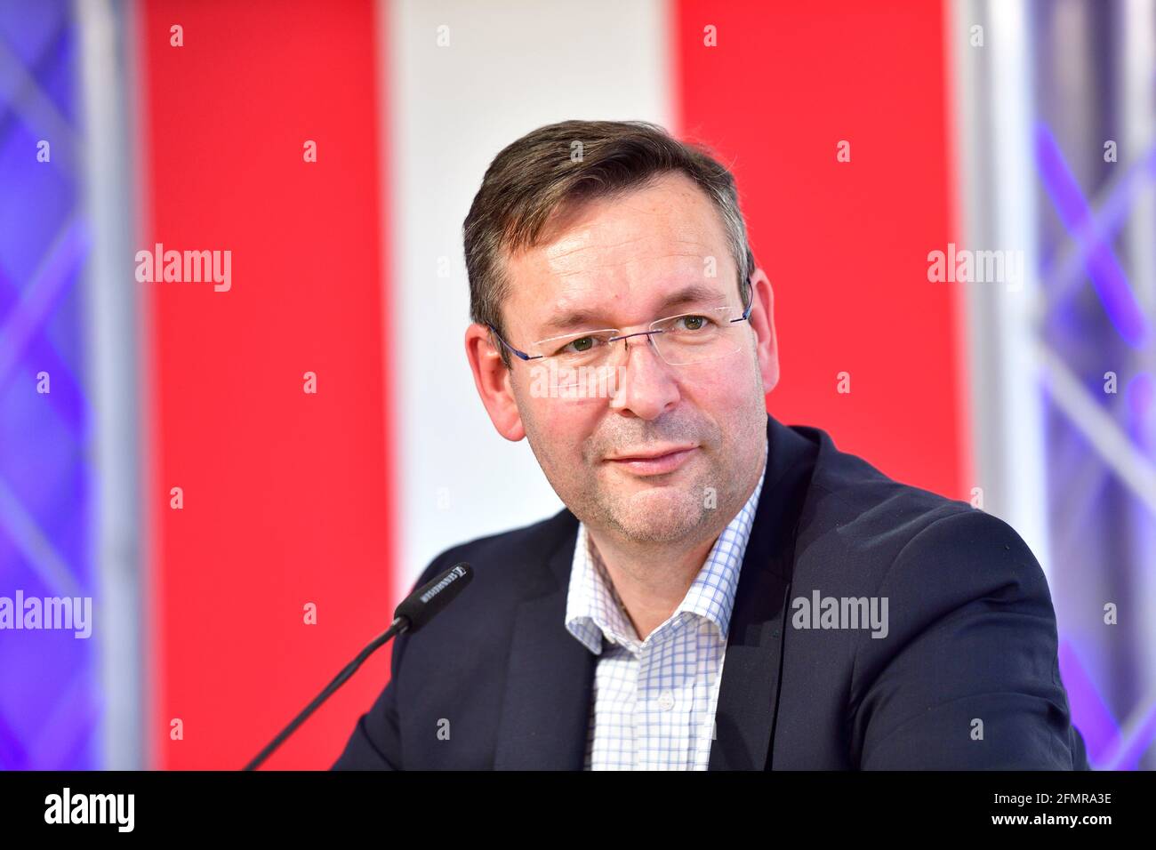 Vienna, Austria. May 11, 2021. Press conference with education spokesman Hermann Brückl (FPÖ) on current topics in the FPÖ media center. Stock Photo